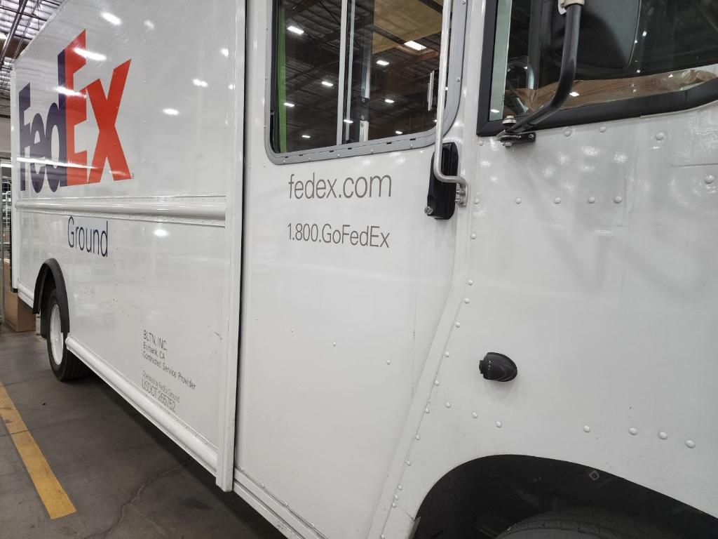 Camera on side of side Fedex step van